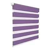 Doppelrollo Klemmfix ohne Bohren 45x200cm Thermisch isoliert, UV-Schutz Klemmrollo Sichtschutz für Wohnzimmer, Schlafzimmer Lila