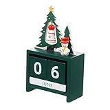 Artibetter 1 Stück Weihnachtsbaumkalender Rouge-Dekor Holzdekor Holzkalender Holznummer Datumskalender Ewiger Blockkalender Holz Ewiger Kalender Weihnachtstischkalender Grünes Spielzeug