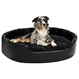 INLIFE Hundebett Schwarz 90x79x20 cm Plüsch und Kunstleder,2.4kg,171263