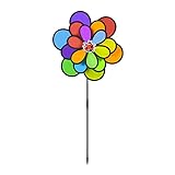 Relaxdays Windrad Blume, Windspiel Stecker für Garten & Balkon, HBT: 86,5 x 36,5 x 14 cm, Blumenstecker Regenbogen, bunt