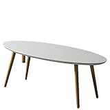 Couchtisch, Vintage-Cocktailtisch, 80/100 cm, ovaler Konsolentisch, Akzent-Holztische für Bauernhaus, Büro, Küche, Weiß/Holzfarbe (Größe: 100 x 60 x 45 cm, Farbe: Weiß)