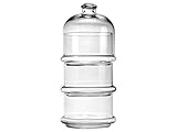 PASABAHCE 488854 Patisserie Basic Set 3 stapelbare Behälter mit Kuppel, Glas, transparent,,12x26 cm