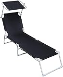 VVHUDA Sonnenliege, Sonnenliege, Liegestuhl, mit Schiebedach, verstellbare Rückenlehne, klappbar, 189 x 55 x 27 cm, Tragkraft 110 kg für Holiday Garden Lounge small Gift