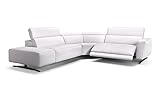 sofanella - Eckcouch Alesso Leder Ledersofa Polsterecke italienisch - Weiß