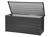 Beliani Große Metall-Gartentruhe 400 l Graphitgrau Kissenbox Auflagenbox für die Terrasse wasserdicht Aufbewahrungsbox Gartenbox Cebrosa