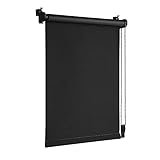 OBdeco Verdunkelungsrollo Thermorollo 95x210cm Schwarz ohne Bohren mit gleichfarbige Beschichtung Oeko-TEX Standard 100 Sichtschutz Sonnenschutz Klemmfix für Fenster und Tür