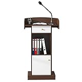 Rednerpult-Podiumsständer, stehend, Kanzel-Podiumsständer, Braun-Weiß-Vorlesungspodien, inklusive Schublade und 2 Ablagefächern und Tür, Schul-/Lehrer-/Kirchen-Rednerpult