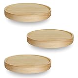 JTWEB Wandregal 3er Set,Kleine Natürliche Holz Schweberegale,Rund Schweberegal Hängeregal Moderne Deko Handgefertigte Regale aus Massiver Eiche, Minimalistische Mehrzweck Pflanzenregale(Ø15cm)