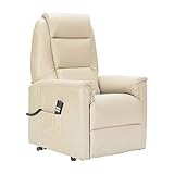 POLTRONE ITALIA Rebecca 2 Motoren Leder fernsehsessel mit aufstehhilfe Medizinisches Gerät 2 Räder seniorensessel relaxsessel elektrisch Beige