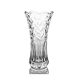 Vasen Europäische Glasvase Transparente kreative Vase Blattmuster Blumenarrangement Wohnzimmerdekoration Blumentopf (Farbe: Grau, Größe: 25 cm) (Grau 30 cm)