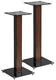 Sat-Fox 2 x Ständer Standfüße für Boxen Halter Speaker Lautsprecherhalter Lautsprecherboxen max. Belastung: je 10 kg, edles Design - aus Alu, Glas und Holzoptik