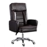 RIXCH Ergonomischer Executive Büro-Sessel Leder mit lumbalem Support Armlehnen-Task-Stuhl Swivel-Verstellbarer H.-Schreibtischstuhl Bürostühle (Color : Bruin)