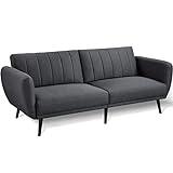 Yaheetech Klappsofa mit Schlaffunktion Liegefläche 178×109cm, Schlafsofa Polstersofa Loungesofa Couch mit Lehne, Stoff Sofa fürs Wohnzimmer/Gästezimmer, grau