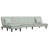 vidaXL Schlafsofa in L-Form Hellgrau 255x140x70 cm Samt