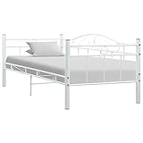 vidaXL Bettgestell Bett Metallbett Schlafzimmerbett Einzelbett Ehebett Bettrahmen Schlafzimmermöbel Lattenrost Weiß Metall 90x200cm