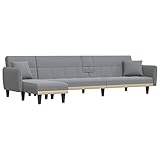 vidaXL Schlafsofa in L-Form, Stoff, Hellgrau, 275 x 140 x 70 cm