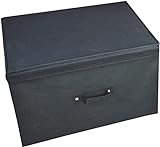 Neusu Aufbewahrungsbox mit Deckel - Schwarz, Stoff Bezogen - Stabile große 50x40x30 cm Klappboxn - 60 Liter Jumbo XL Kiste/Ordnungsbox (60L)
