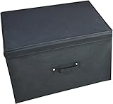 Neusu Aufbewahrungsbox mit Deckel - Schwarz, Stoff Bezogen - Stabile große 50x40x30 cm Klappboxn - 60 Liter Jumbo XL Kiste/Ordnungsbox (60L)