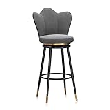 1 Stück Barhocker, 25,6 Zoll hoch, um 360° drehbare Barhocker mit Rückenlehne und Metallfußstütze, Thekenhocker für Küche, Zuhause, Bar, Theke, Café, Grau-C