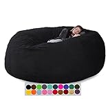 Sitzsack-Stuhl-Abdeckung, (ohne Füllstoff) Weiche riesige tragbare Wohnzimmer-Schlafsofa-Abdeckung ohne Füllstoff für Erwachsene, Jugendliche und Kinder (Color : Black, Size : 7')