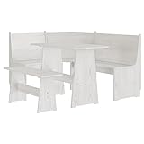 TALCUS Möbel mit 3-teiligem Esstisch, Weiß, Massivholz, Kiefer