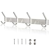 Qiannhee Kleiderhaken Wand, Garderobenleiste Edelstahl, Hakenleiste Garderobe, Wandgarderobe, Garderobe Wandhaken, Hakenleiste für Jacken, Mäntel, Schals, Handtaschen und Mehr (Silber, 4 Haken)