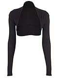 krautwear Damen Bolero Langarm Stola Bolerojacke Hochzeit Festlich Einfarbig schwarz grau rosa Navy (schwarz)