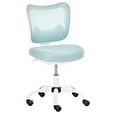 Vinsetto Bürostuhl Drehstuhl Bürosessel ohne Armlehnen Höhenverstellbar Schaumstoff ABS Metall Weiß+Hellblau 46 x 51 x 78-87,5 cm