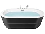 Badewanne mit Armatur oval 170x80 cm schwarz freistehend moderner Stil Empresa