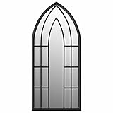Tidyard Gartenspiegel Fensterspiegel Wandspiegel Hängespiegel Zierspiegel Dekospiegel Gartendeko Spiegel für Außenbereich 100 x 45 cm (B x L),Stärke: 3,5 cm Eisen, Glas Schwarz