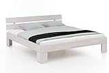 WOODLIVE DESIGN BY NATURE Massivholz-Bett Nano weiß 160 x 200 cm aus Kernbuche, Doppelbett, als Ehebett verwendbar, inkl. Rückenlehne, 1 Bett á 160 x 200 cm