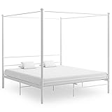 FAMIROSA Himmelbett Weiß Metall 180x200 cm