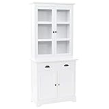 JUNZAI Vitrinenschrank, Vitrine, Wandschrank, Schrank Regal, Glasregal, Glasvitrine Stehend, Eckvitrine, Manga Regal, Anrichte mit 4 Türen MDF Kiefer 80x40x180 cm