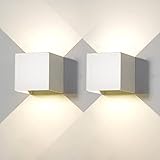 2 Stücke Wandleuchte aussen Innen LED Wandlampe aussen modern Weiß 6W Naturweiß 4000K IP65 Wasserdicht quadratisch Aluminium Wandleuchte Passen Sie den Lichtwinkel an Design Einfache Installation