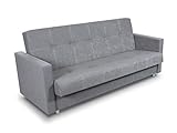 Schlafsofa Bettsofa Dave - Sofa mit Schlaffunktion und Bettkasten, Bett, Farbauswahl, Schlafcouch, Couch vom Hersteller, Couchgarnitur (Grau (Suedine 06))