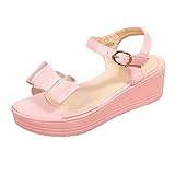 Damen Mode Sommer Transparent PVC Schmetterling Offene Zehen Schnalle Dicke Sohle Sandalen Damen Leder Sandalen, rose, 38 EU
