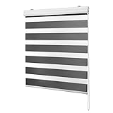Ventanara® Doppelrollo Grau mit Kassette Aluminium Duorollo Rollo Rolljalousie viele Größen (160 x 160 cm, Grau / Kassette Weiss Matt)