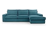 BETTSO -Ecksofa Großes L-Form Couch, Couchgarnitur, Eckcouch, Sofa,Ecksofa mit Kissen und Armlehnen aus Cordstoff-Valentino (Türkis, Rechts)