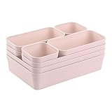 1x Schubladen-Organizer Set Aufbewahrungs-Box Einteiler Trenn-System verstellbar Utensilien Stauraum Wohn-Badezimmer Kunststoff rosa