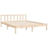 Tidyard Massivholzbett mit Kopfteil Bettgestell Bett Holzbett Bettrahmen Lattenrost Schlafzimmerbett Schlafzimmermöbel Hotelbett Designerbett Seniorenbett Jugendbett 160 x 200 cm (B x L) Kiefernholz