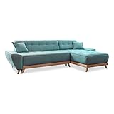 MIUFORM Ecksofa mit Schlaffunktion und Bettkasten Wendbar Wohnladschaft | Dazzling Daisy | Wohnladschaft Couch Schlafcouch (Türkis)