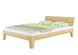 Erst-Holz® Futonbett Kiefer massiv Doppelbett Ehebett Jugendbett 140x220 Überlänge mit Rollrost 60.62-14-220