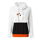 wjiNFDFG Halloween Langarmshirts FüR Damen Damen Bluse elegant Damen blusen Oberteile elegant Langarmshirt Bluse Damen Weiß Longsleeve Damen Gerippt