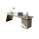 PC Tisch Heller Luxus-Stil, glänzender Steinplatten-Schreibtisch, Heim- und Arbeitszimmer-Schreibtisch, minimalistisches Design, PC-Tisch, ein Büro-Schreibtisch, goldener PC-Tisch, Werkbank Office Tis