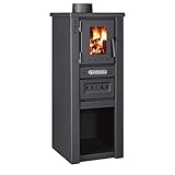 ProTermo Lava Basic Glass Schwarz/Anthrazit Kaminofen mit Schamottsteinen - 6,5 kW Heizleistung - 33x36x82 cm Holzofen mit Sichtfenster - Bauart 2