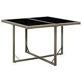 puraday Gartentisch Grau 109x107x74 cm Poly Rattan und Glas Gartentisch Rattan Tisch Garten Garten Esstisch Gartentisch Holz Couchtisch Glastisch Gartentisch Glasplatte Gartenmöbel Rattan