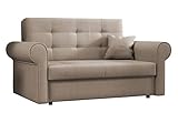 Mirjan24 Schlafsofa Viva Silver II mit Bettkasten, 2 Sitzer Polstersofa mit abgerundete Armlehnen, Sofa mit Schlaffunktion, Sofagarnitur inkl. Kissen, Bettsofa, Wohnlandschaft (Mono 232)