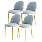 Kitchen 4 Esszimmerstuhl im modernen Design, samtweich gepolsterter Sitz mit ergonomischer Rückenlehne, Stuhl aus Kohlenstoffstahl, Beine (Farbe: Blau, Größe: goldenes Bein)