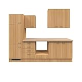 RIWAA - Küchenzeile Marple ohne Elektrogeräte - Leerblock - 8-teilig - Breite 270 cm - Buche - Made in Germany