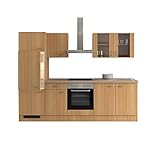 RIWAA Küchenblock Marple mit Elektrogeräten - 12-teilig - Breite 270cm - Buche - Küchenzeile Made in Germany